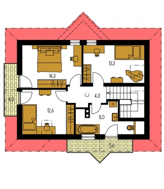 Mirror image | Floor plan of second floor - HARMONIA 38
